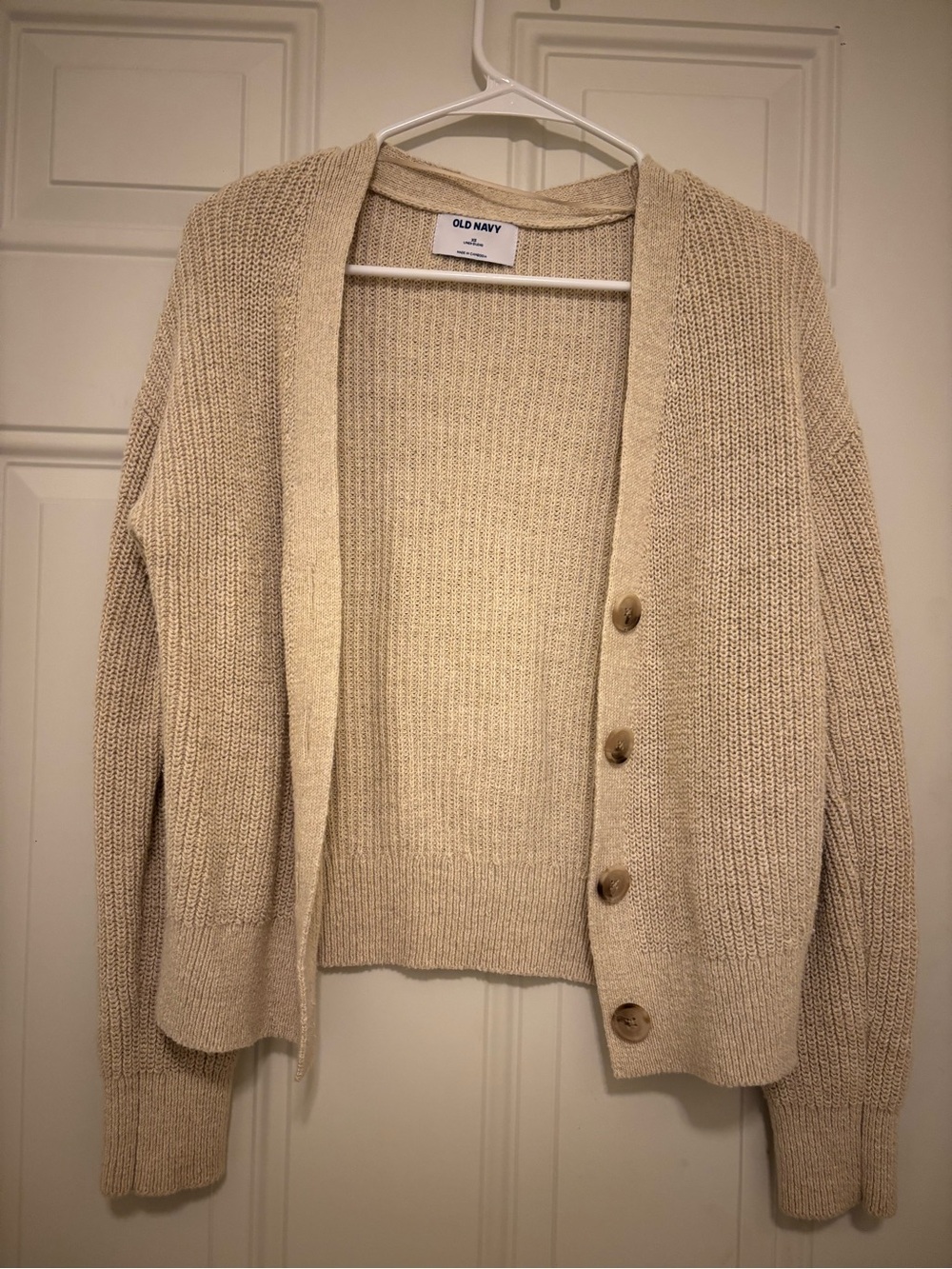 Old Navy Cream Knit Button-Front Women’s Cardigan